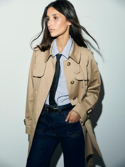 Gerard Darel Vania Cotton Rich Trench Coats, Beige - view 2, Beige