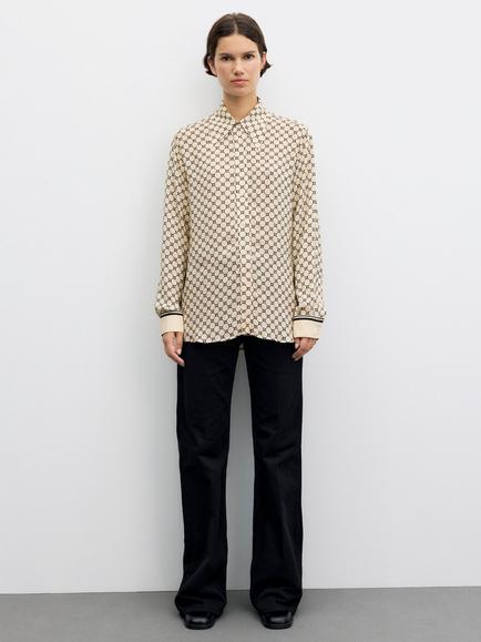 Gerard Darel Jimi Geometric Blouse, Ecru - view 2, Ecru