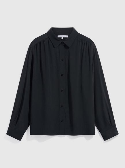 Gerard Darel Lilie Silk Blend Blouse, Black