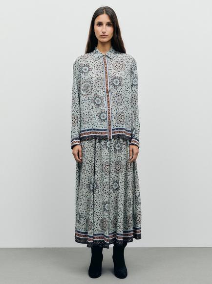 Gerard Darel Liz Floral Long Sleeve Shirt, Bluesky, Bluesky