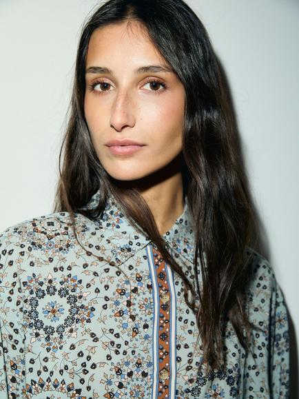 Gerard Darel Liz Floral Long Sleeve Shirt, Bluesky - view 2, Bluesky