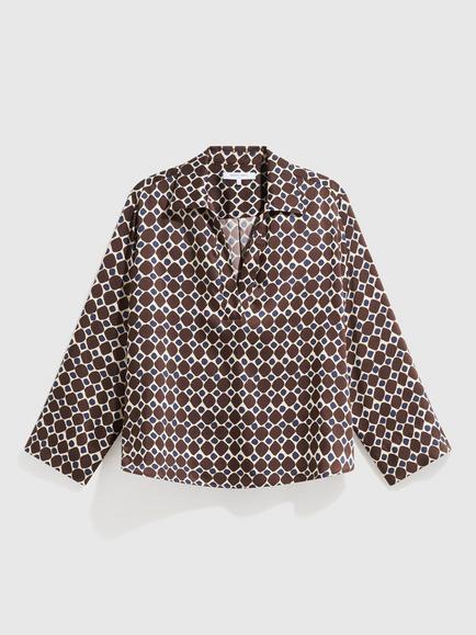 Gerard Darel Lorra Geometric Blouse, Brown, Brown