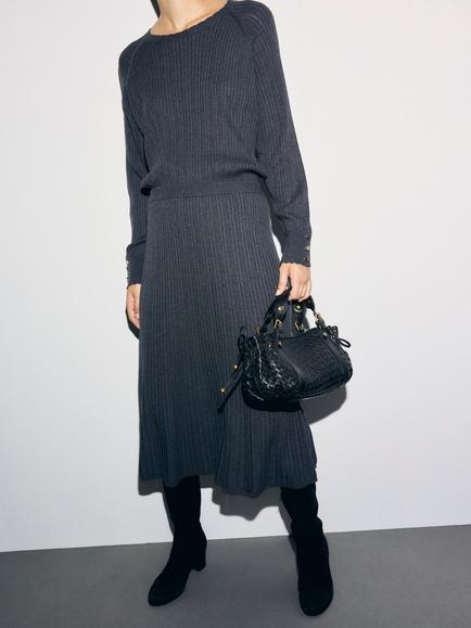 Gerard Darel Tati Wool Blend Pleated Skirt, Charcoal, Charcoal