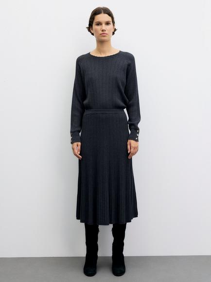 Gerard Darel Tati Wool Blend Pleated Skirt, Charcoal - view 2, Charcoal