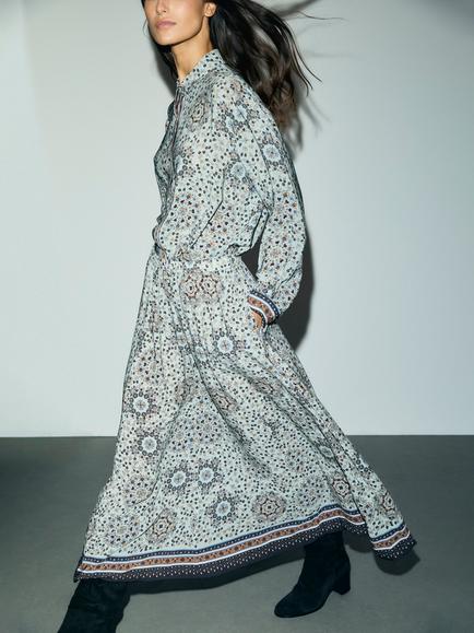 Gerard Darel Tifenn Floral Long Sleeve Maxi Dress, Blue Sky - view 2, Blue Sky