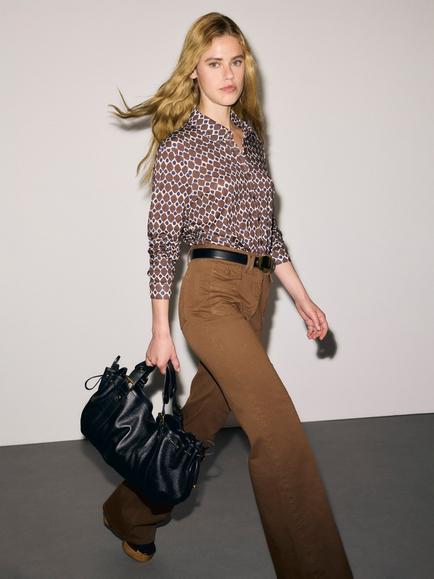 Gerard Darel Babs Geometric Print Shirt, Brown, Brown