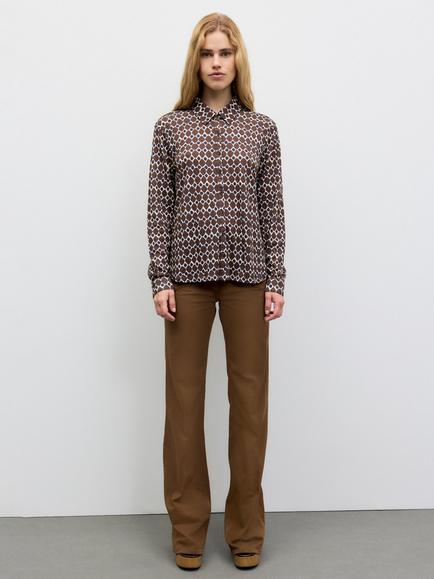 Gerard Darel Babs Geometric Print Shirt, Brown - view 2, Brown