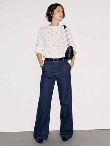 Gerard Darel Baby Floral Lace Top, Ecru, Ecru