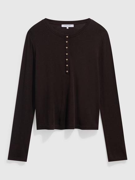 Gerard Darel Balie Long Sleeve Wool Top, Brown, Brown
