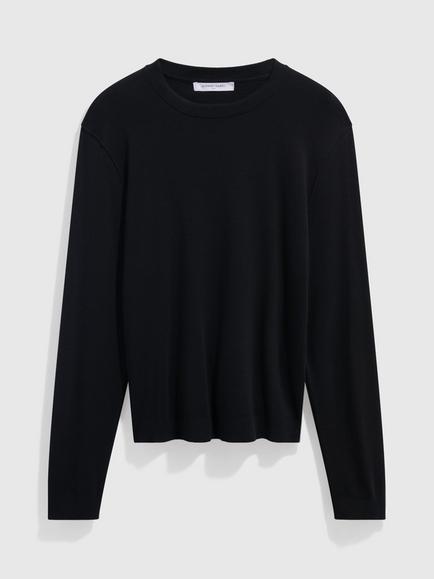Gerard Darel Bara Long Sleeve Cotton T-Shirt, Black - view 2, Black