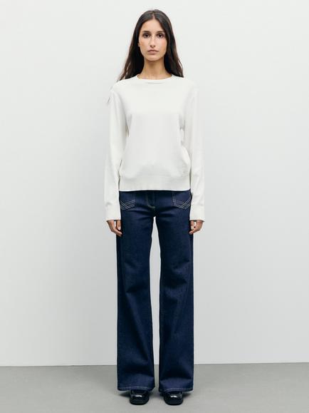 Gerard Darel Bara Long Sleeve Cotton T-Shirt, Ecru - view 2, Ecru