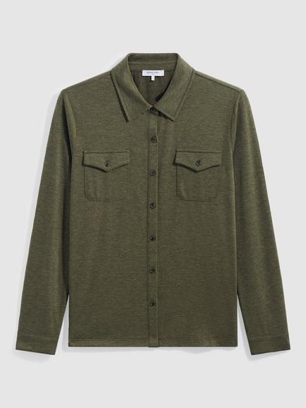Gerard Darel Barba Long Sleeve Jersey Shirt, Khaki Green