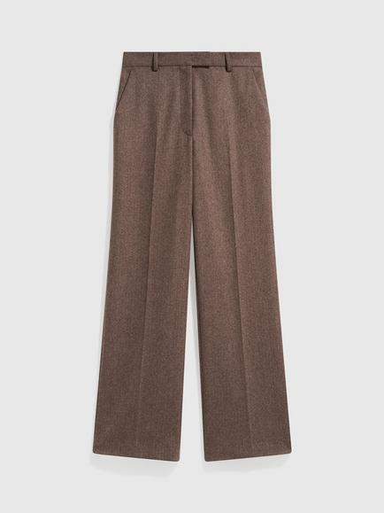 Gerard Darel Mia Wool Rich Wide Leg Trousers, Brown, Brown