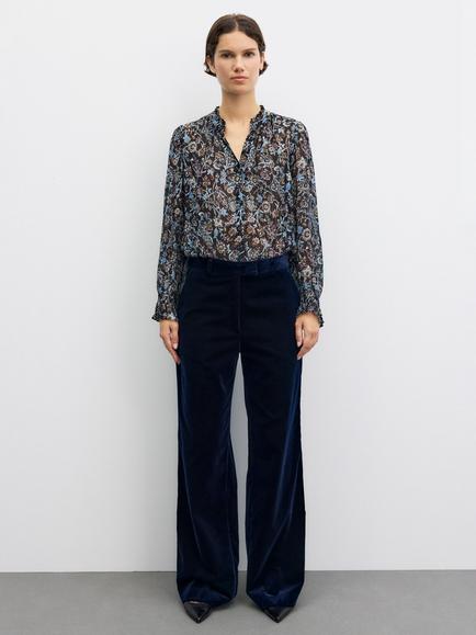 Gerard Darel Mya Wide Leg Trousers, Navy - view 2, Navy