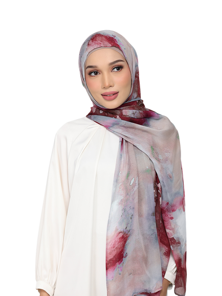 Bokitta Watercolour Hijab Set containing TENCEL™ Modal, Rose Galaxy
