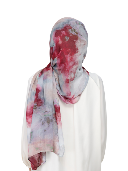 Bokitta Watercolour Hijab Set containing TENCEL™ Modal - view 2, Rose Galaxy