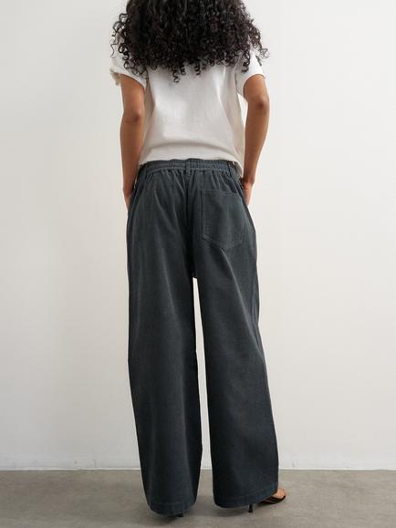 Topshop Corduroy Wide Leg Trousers, Dark Grey - view 2, Dark Grey