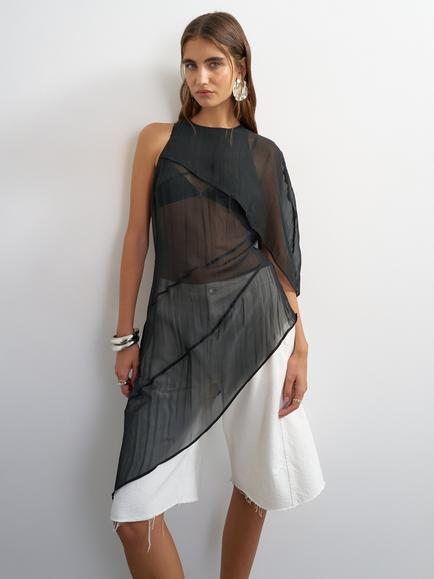 Topshop Sleeveless Cape Tunic Top, Black, Black