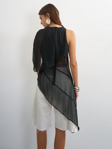 Topshop Sleeveless Cape Tunic Top, Black - view 2, Black