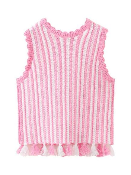 Mango Baby Crochet Top, Pink - view 2, Pink