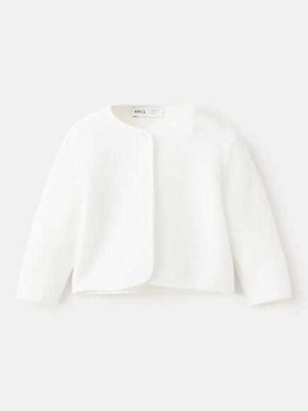 Mango Kids' Cotton Blend Cardigan, Off White, Off White