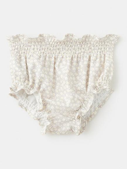 Mango Baby Floral Smocked Ruffle Bloomers, Grey, Grey