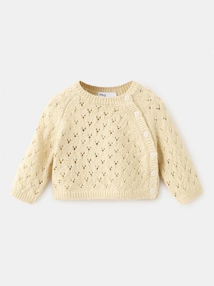 Mango Baby Button Shoulder Detail Knit Sweater, Mustard, Mustard