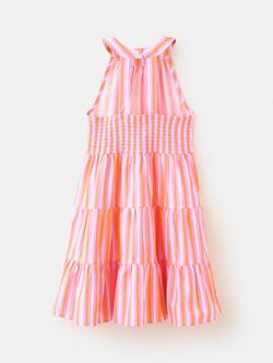 Mango Kids' Sleeveless Halterneck Dress, Orange - view 2, Orange