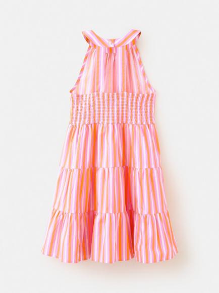 Mango Kids' Sleeveless Halterneck Dress, Orange - view 2, Orange