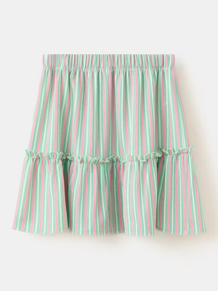 Mango Kids' Striped Tiered Skirt, Pink/Green - view 2, Pink/Green