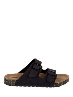 totes Double Buckle Sliders, Black, Black