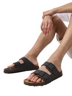 totes Double Buckle Sliders, Black - view 2, Black