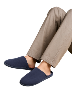 totes Ribbed Mule Slippers, Navy - view 2, Navy