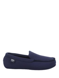 totes Ribbed Moccasin Slippers, Navy, Navy