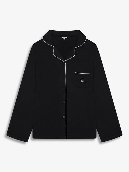 The Little Tailor Kids' Button Through Relaxed Jersey Pyjama Set - view 2, Black