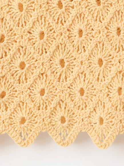 Mango Crochet Knit Short Sleeve Cardigan, Pastel Yellow - view 2, Pastel Yellow