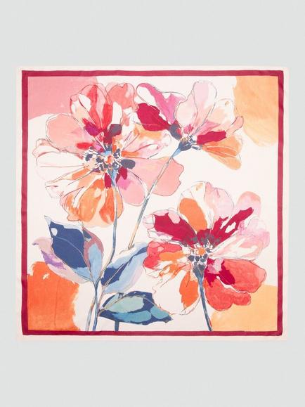 Mango Lightweight Floral Scarf, Pink, Pink