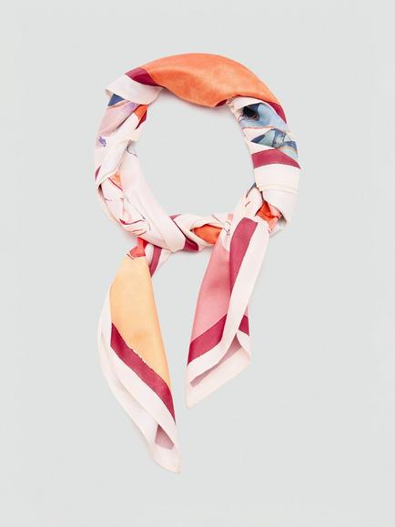 Mango Lightweight Floral Scarf, Pink - view 2, Pink