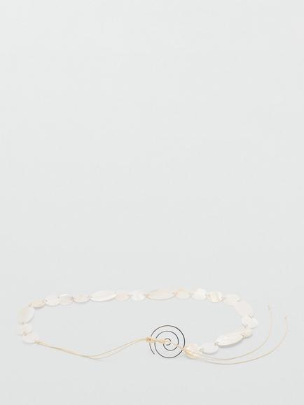 Mango Pearl Circle Waist Belt, Off White, Off White