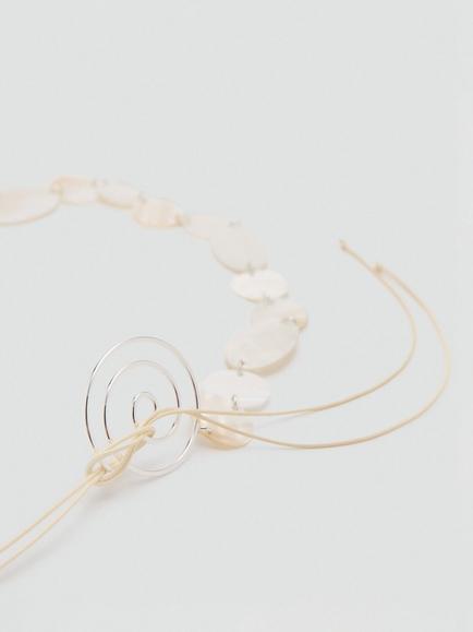 Mango Pearl Circle Waist Belt, Off White - view 2, Off White