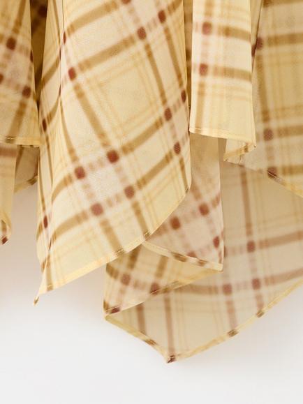 Mango Check Print Midi Slip Dress, Yellow - view 2, Yellow