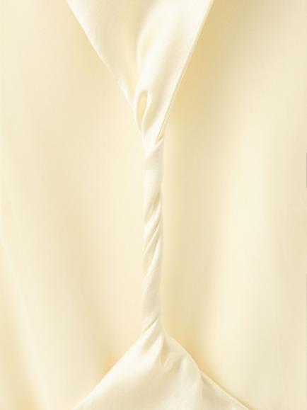 Mango Satin Sleeveless Twist Back Maxi Dress, Pastel Yellow - view 2, Pastel Yellow