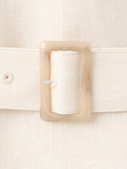 Mango Linen Belted A-Line Midi Dress, Raw - view 2, Raw