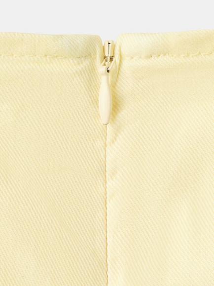 Mango Cotton Wrap Detail Mini Dress, Pastel Yellow - view 2, Pastel Yellow