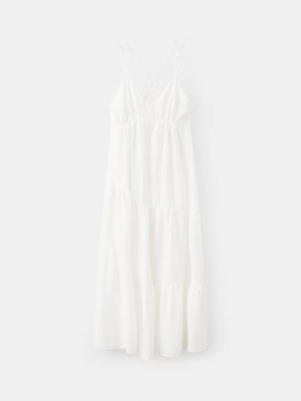 Mango Tiered V-Neck Maxi Dress, White, White