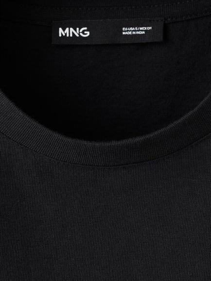 Mango Scalloped Hem Short Sleeve T-Shirt, Black - view 2, Black