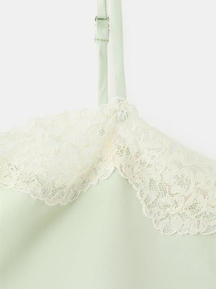 Mango Lace Trim Square Neck Camisole, Pastel Green - view 2, Pastel Green