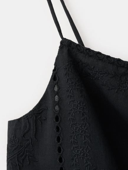 Mango Lace Trimmed Hem V-Neck Cami Top, Black - view 2, Black