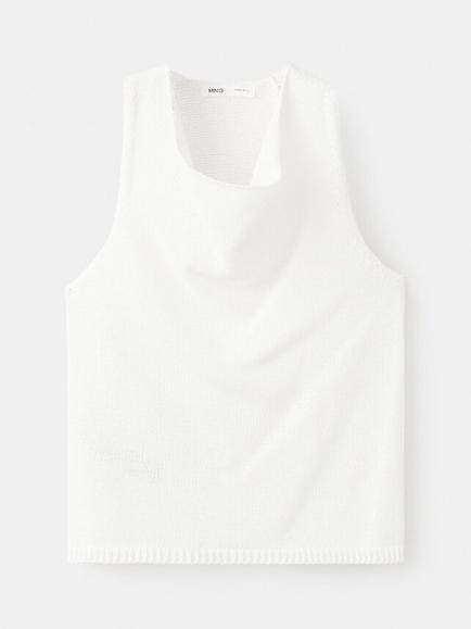 Mango Knitted Scoop Neck Tank Top, Off White, Off White