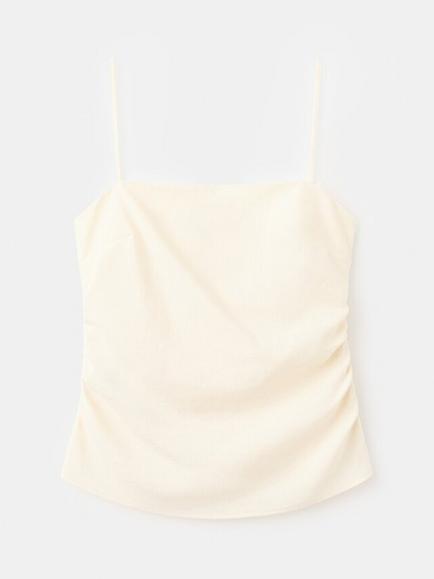 Mango Square Neck Ruched Cami, Raw, Raw